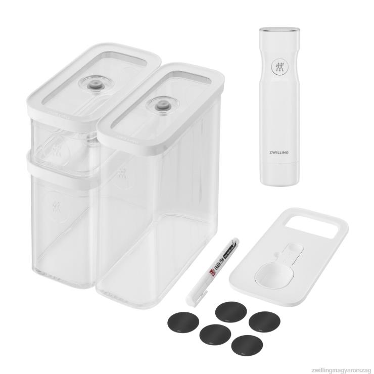 Zwilling Budapest - Zwilling fresh  save kocka konténer készlet vákuumszivattyúval közepes 6 db átlátszó-fehér 6022B478